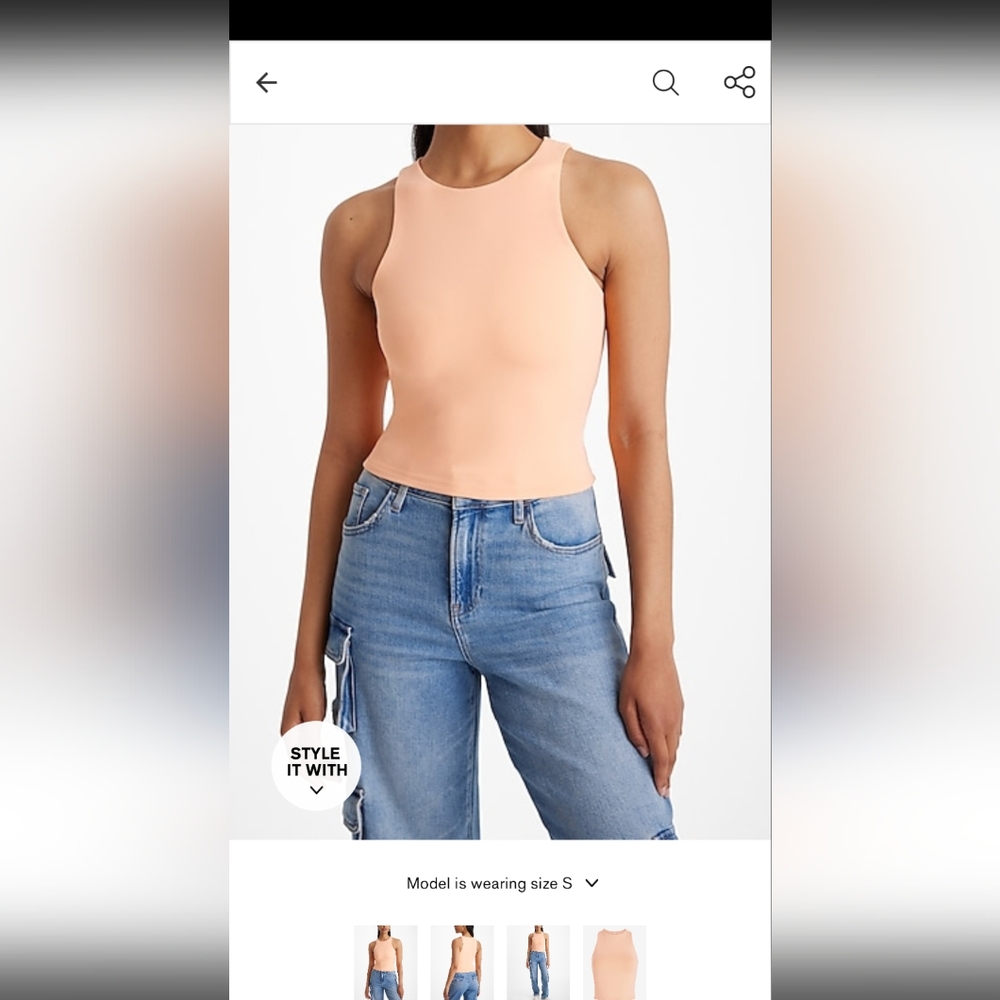 Express BODY CONTOUR CROP TOP- PEACH NECTAR